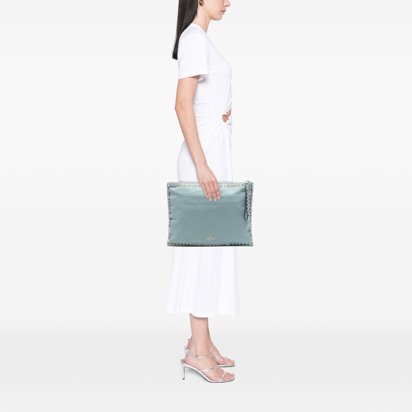 Valentino Large Leather Rockstud Clutch