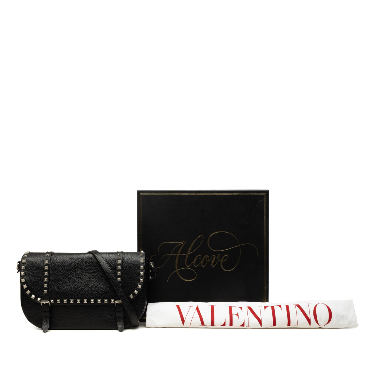 Valentino Leather Rockstud Messenger Bag