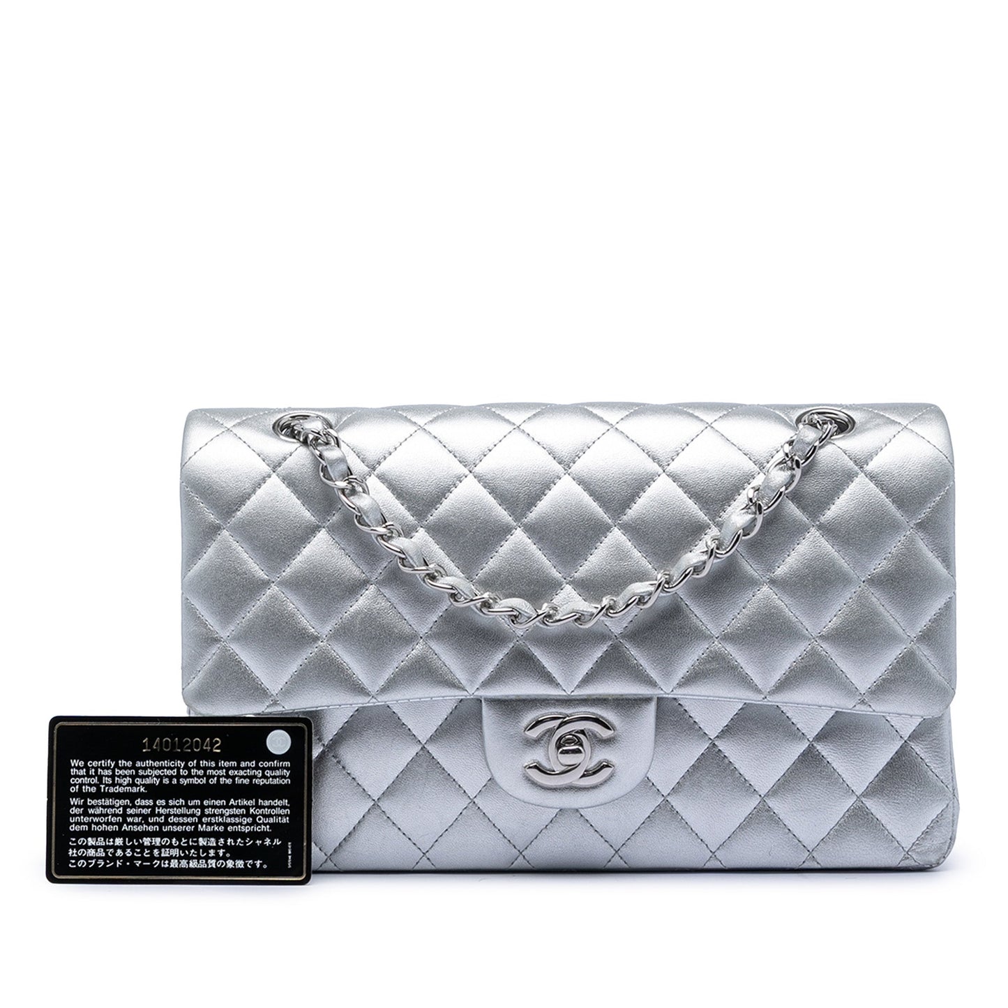 Medium Classic Metallic Lambskin Double Flap