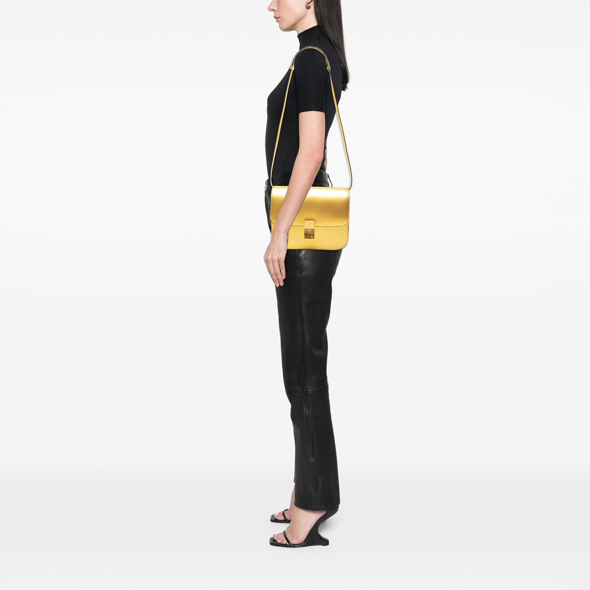 Celine Medium Metallic Calfskin Classic Box Crossbody