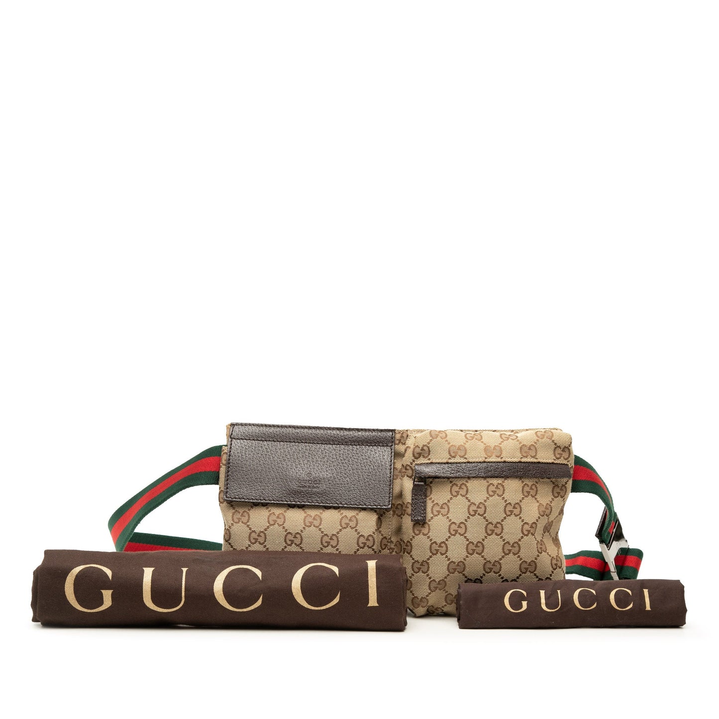 Gucci GG Canvas Web Double Pocket Belt Bag