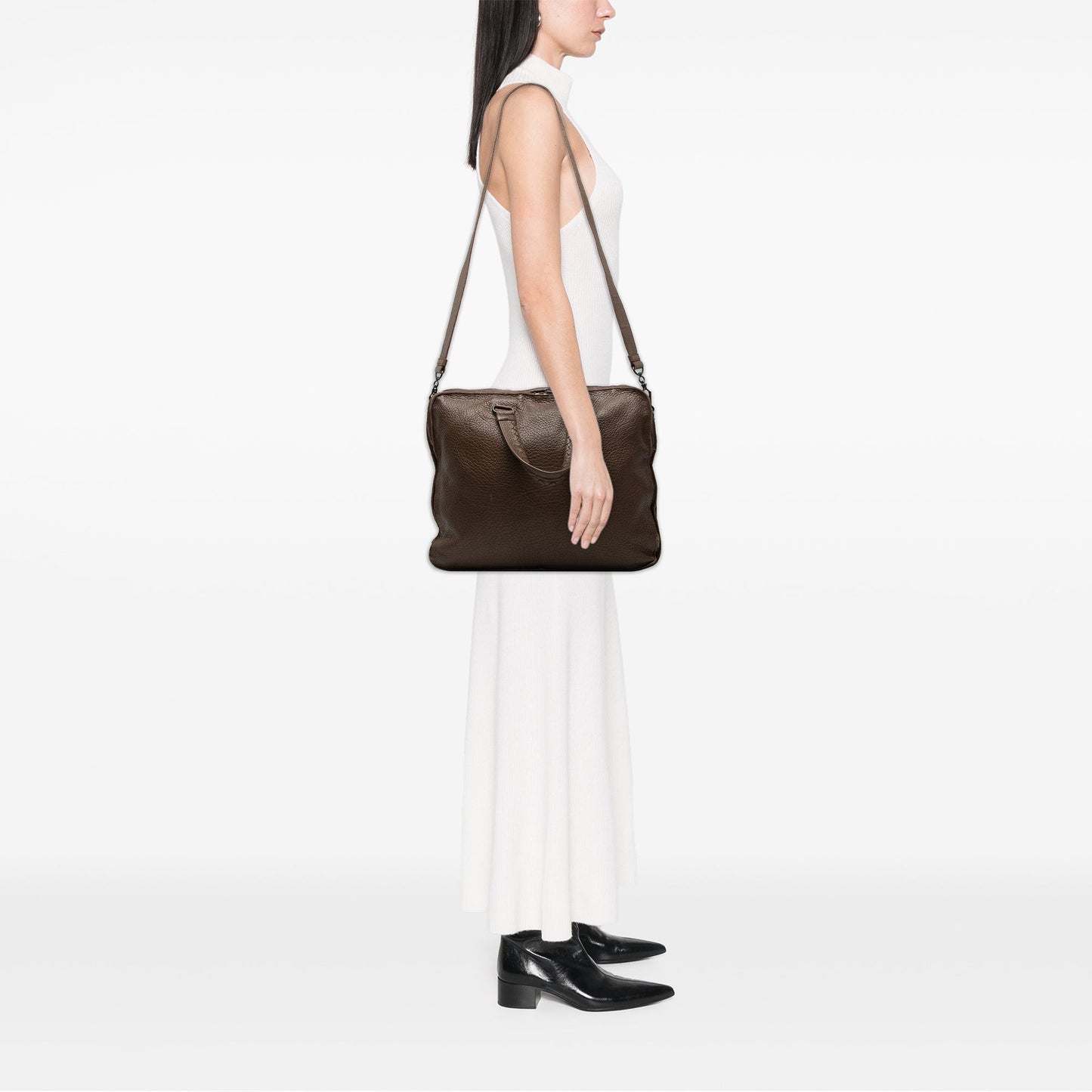Bottega Veneta Intrecciato Trimmed Cervo Business Bag