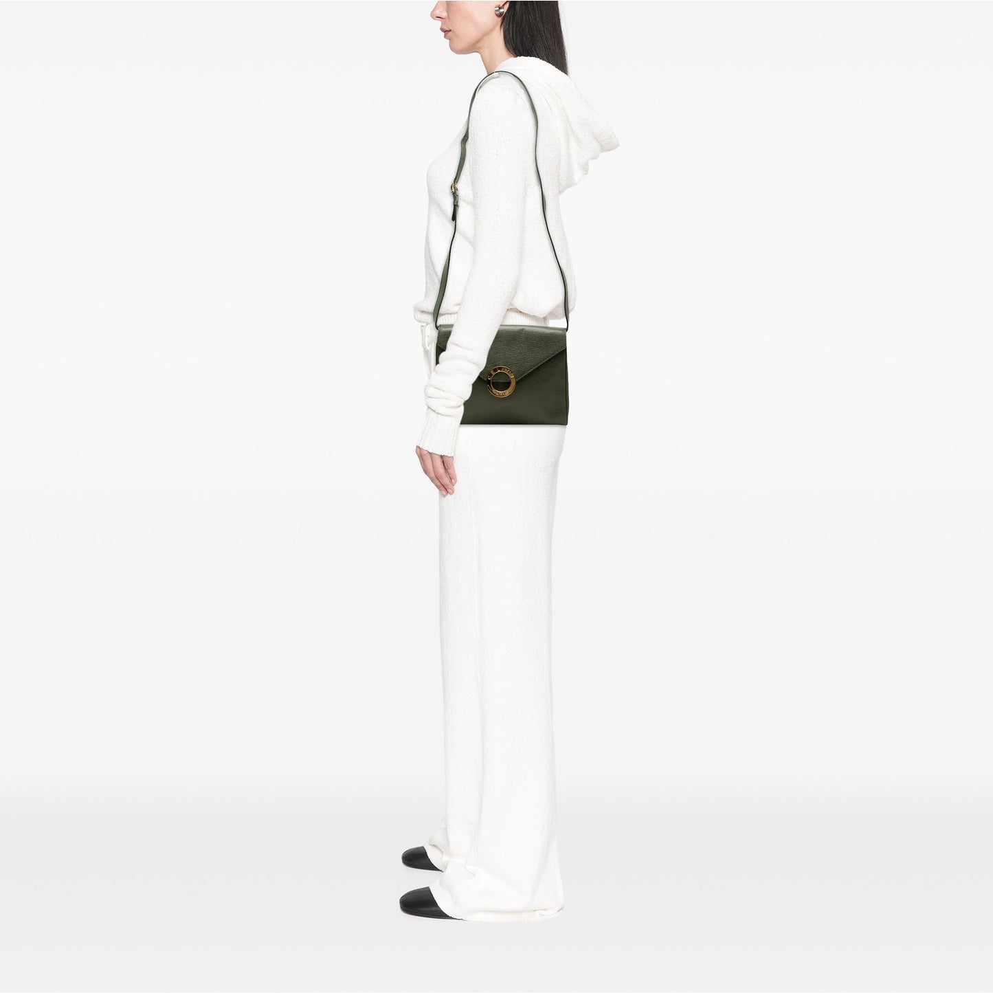 Celine Calfskin Circle Logo Envelope Flap Crossbody