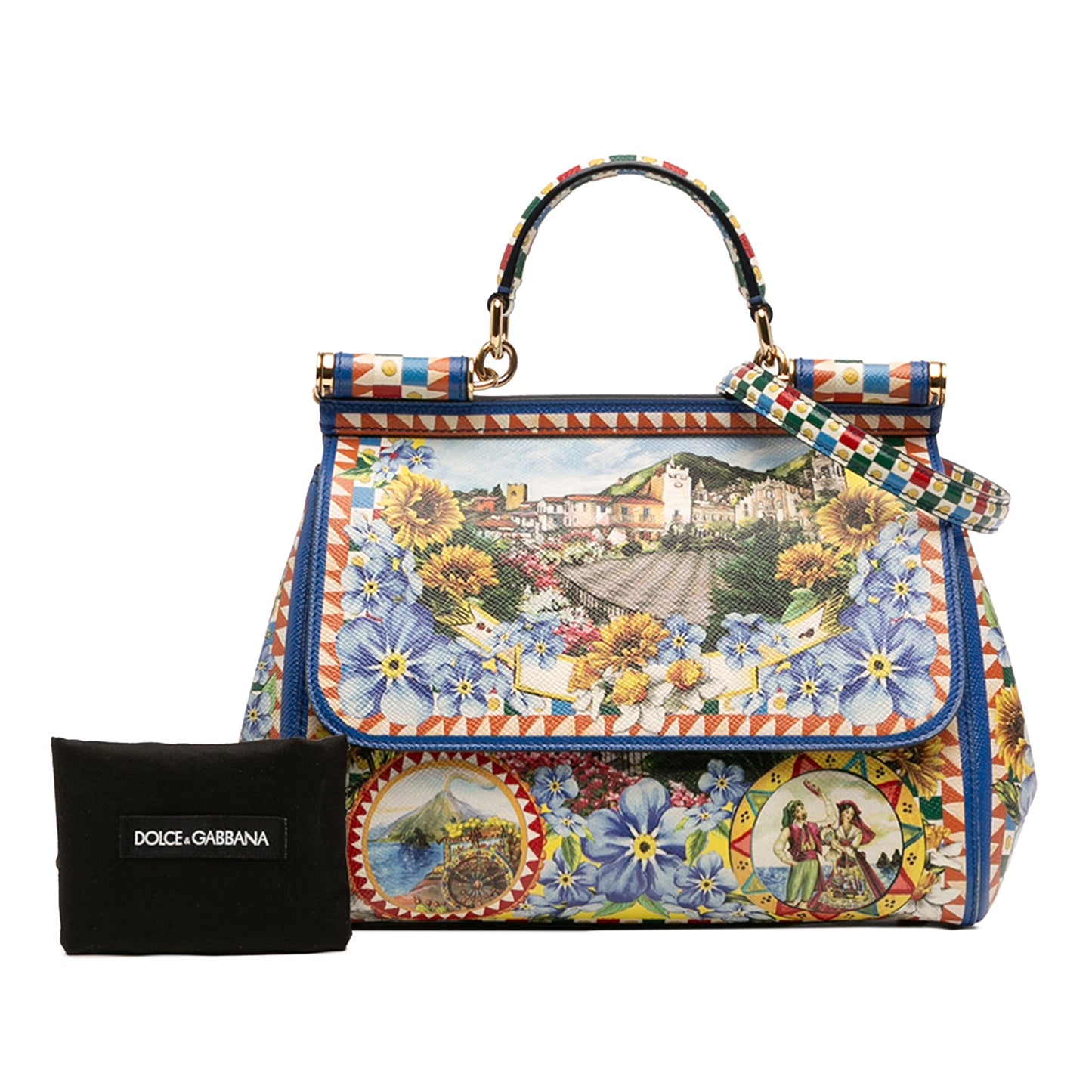 Dolce & Gabbana Medium Floral Printed Leather Miss Sicily Satchel