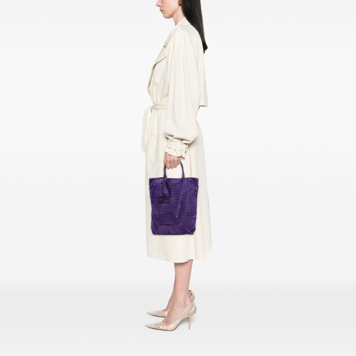 Bottega Veneta Nylon Intrecciolusion Vertical Tote