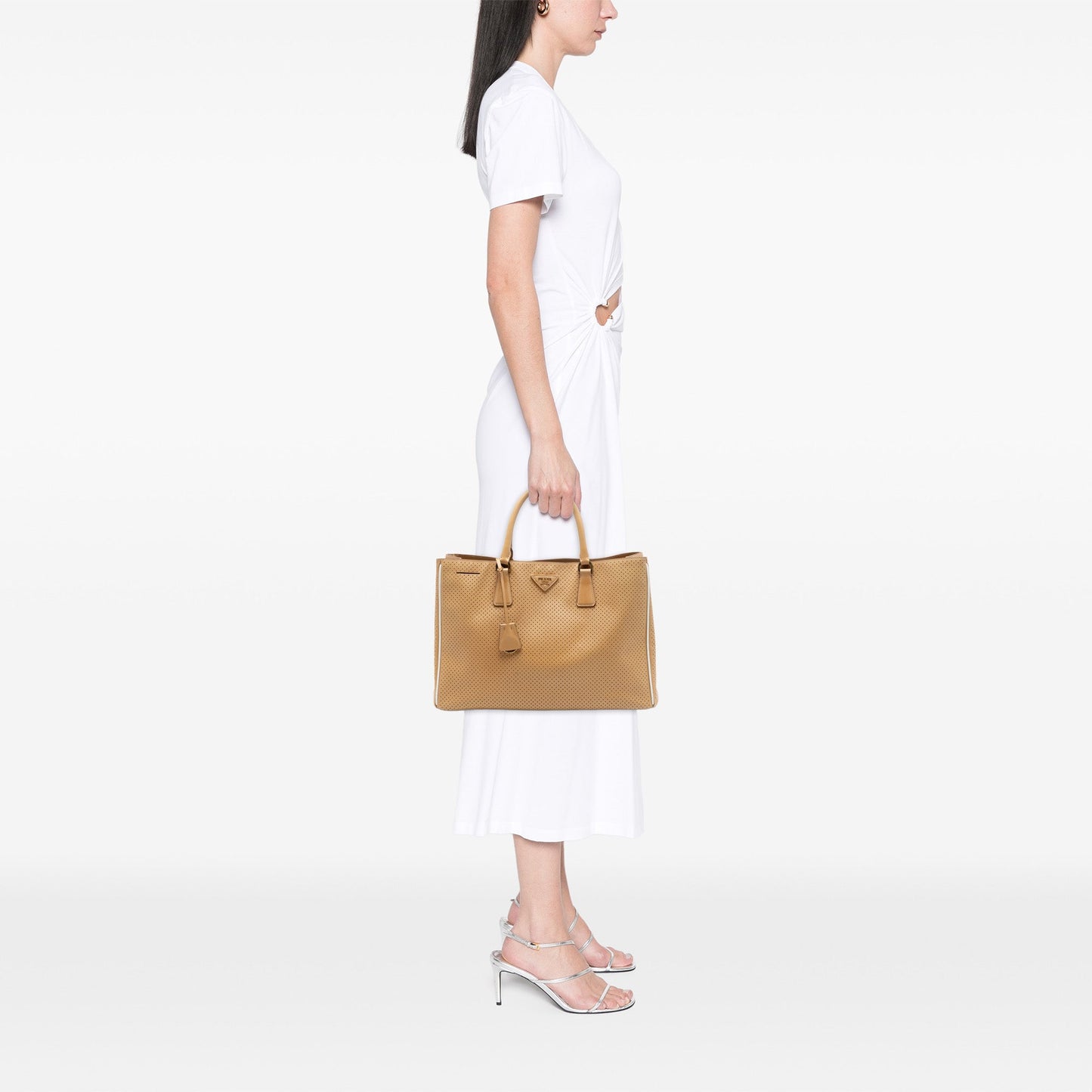 Prada Large Perforated Saffiano Lux Galleria Zip Tote