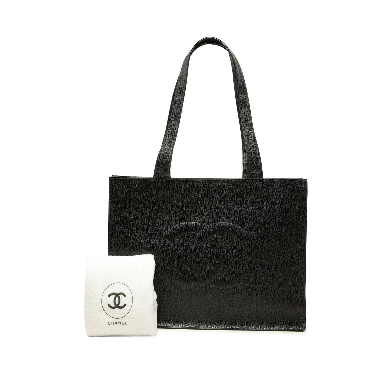 Chanel CC Caviar Tote — Black