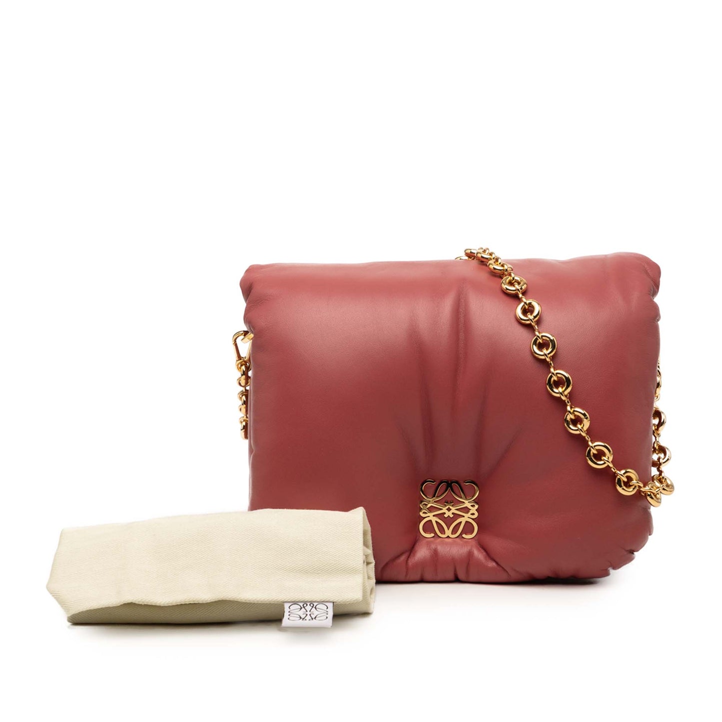 LOEWE Shiny Lambskin Goya Puffer Chain Bag