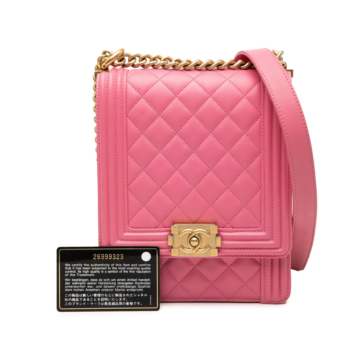 Quilted Lambskin North South Boy Flap