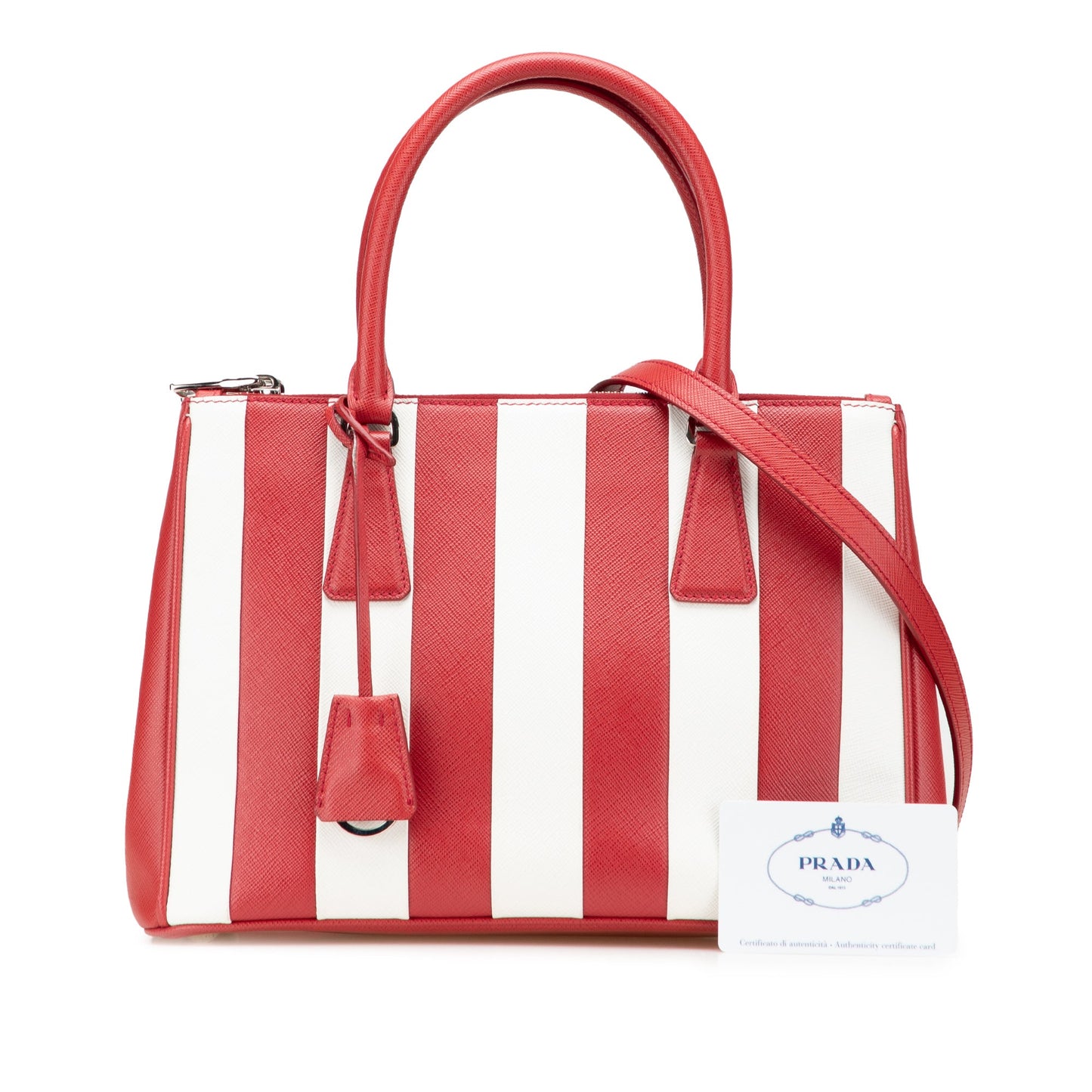 Prada Small Bicolor Saffiano Galleria Double Zip Satchel