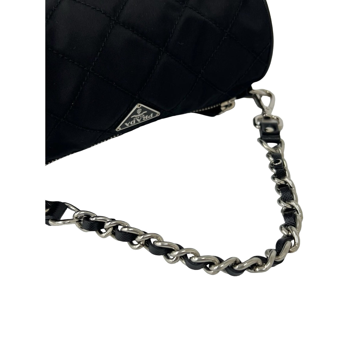 Prada Tessuto Chain Shoulder Bag — Black