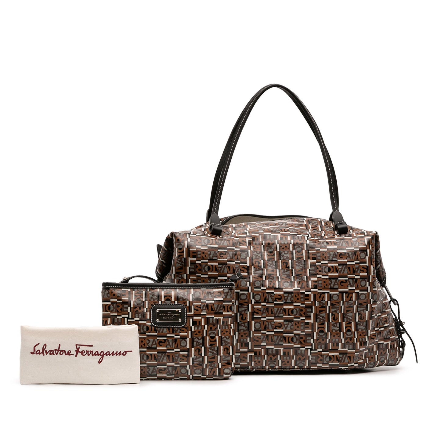 Ferragamo Gancini Coated Canvas Tote