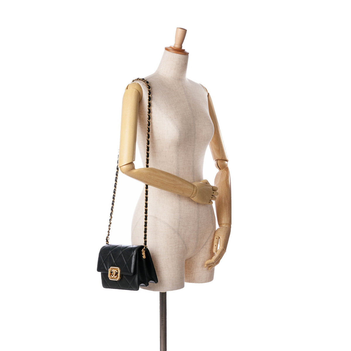 Chanel Quilted Lambskin Octagonal Buckle Crossbody