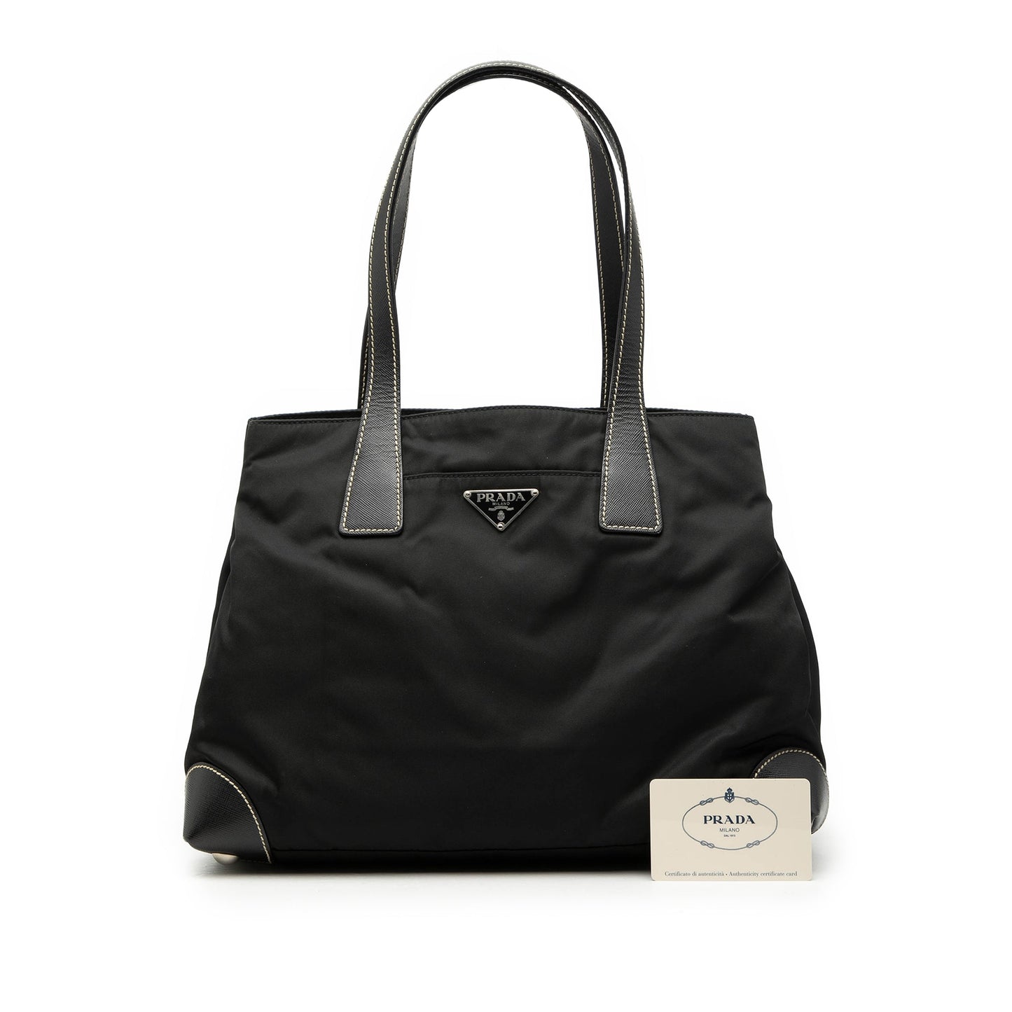 Prada Saffiano Trimmed Tessuto Shopper Tote