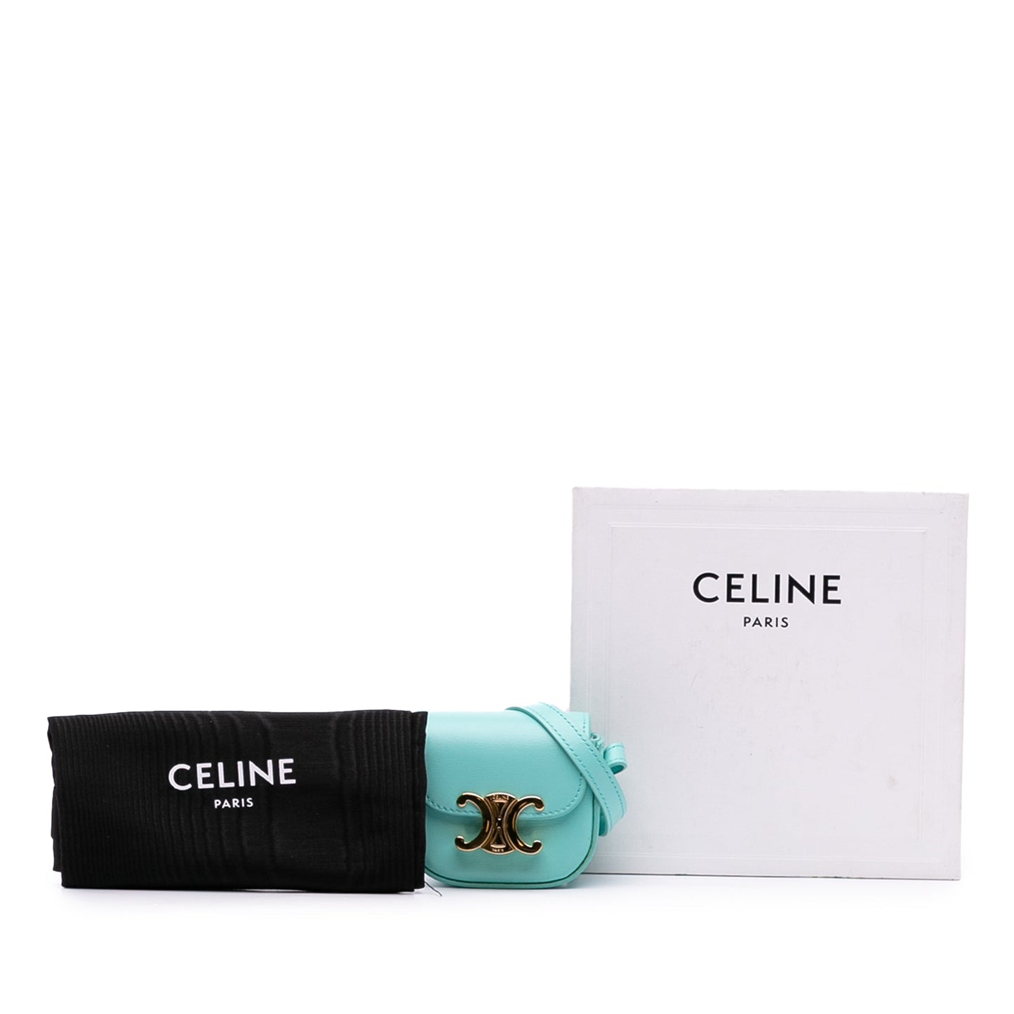 Celine Leather Triomphe AirPods Case with Strap