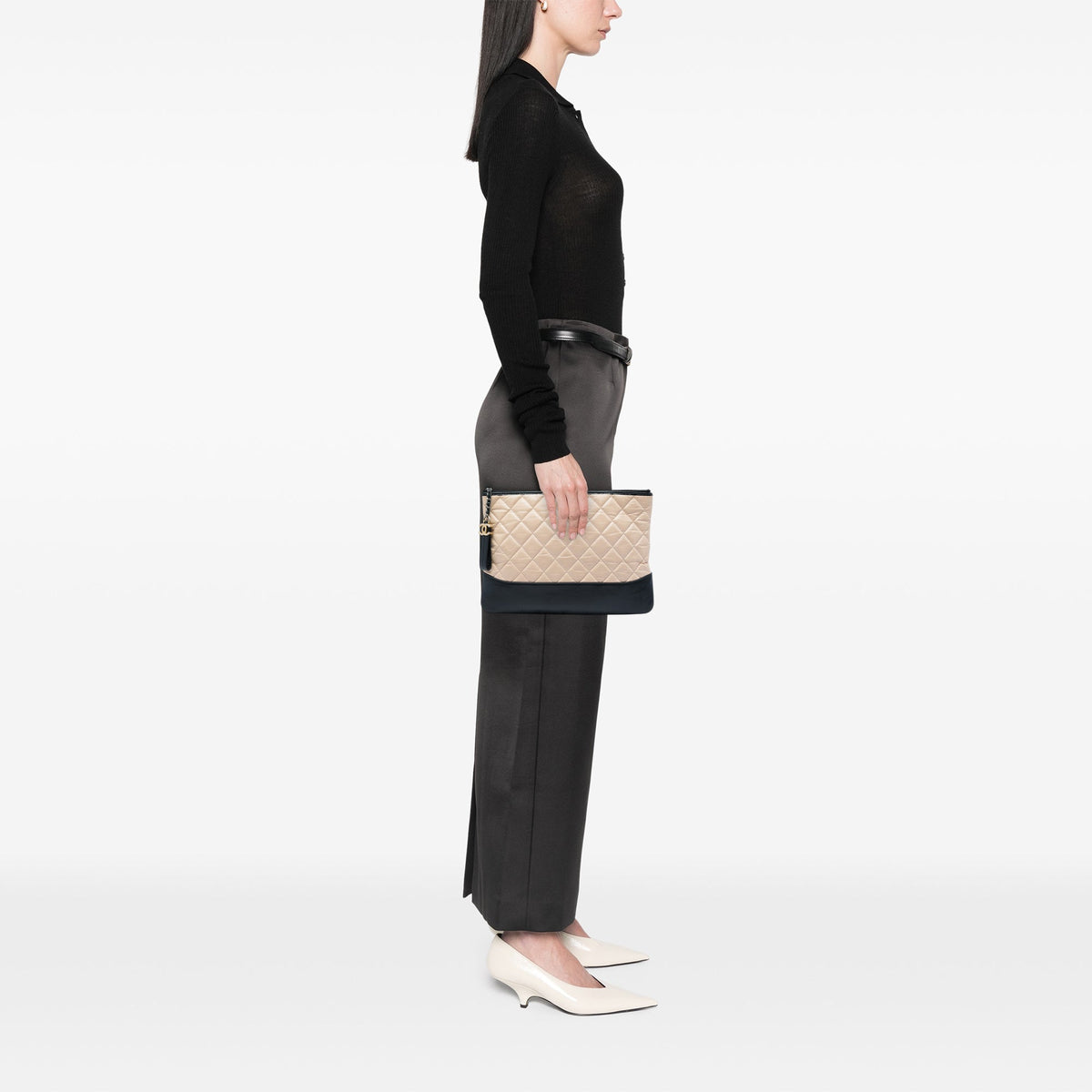 Chanel Medium Bicolor Quilted Aged Calfskin Gabrielle O Case Clutch