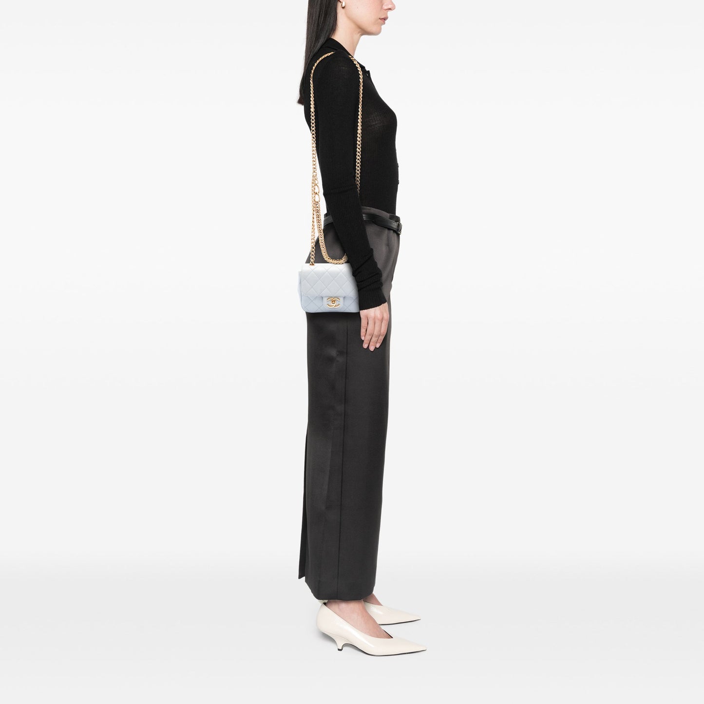 Chanel Mini Square Grained Calfskin Chain Flap