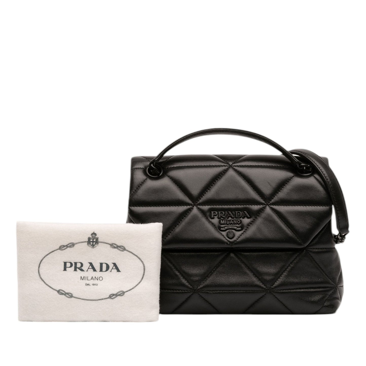 Prada Small Nappa Triangle Stitched Spectrum Flap