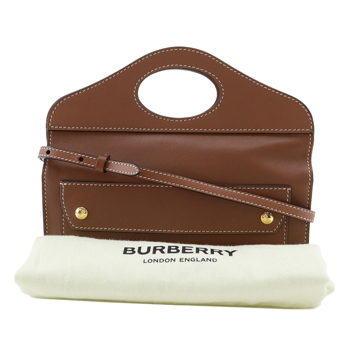 Burberry Calfskin Pocket Clutch with Strap