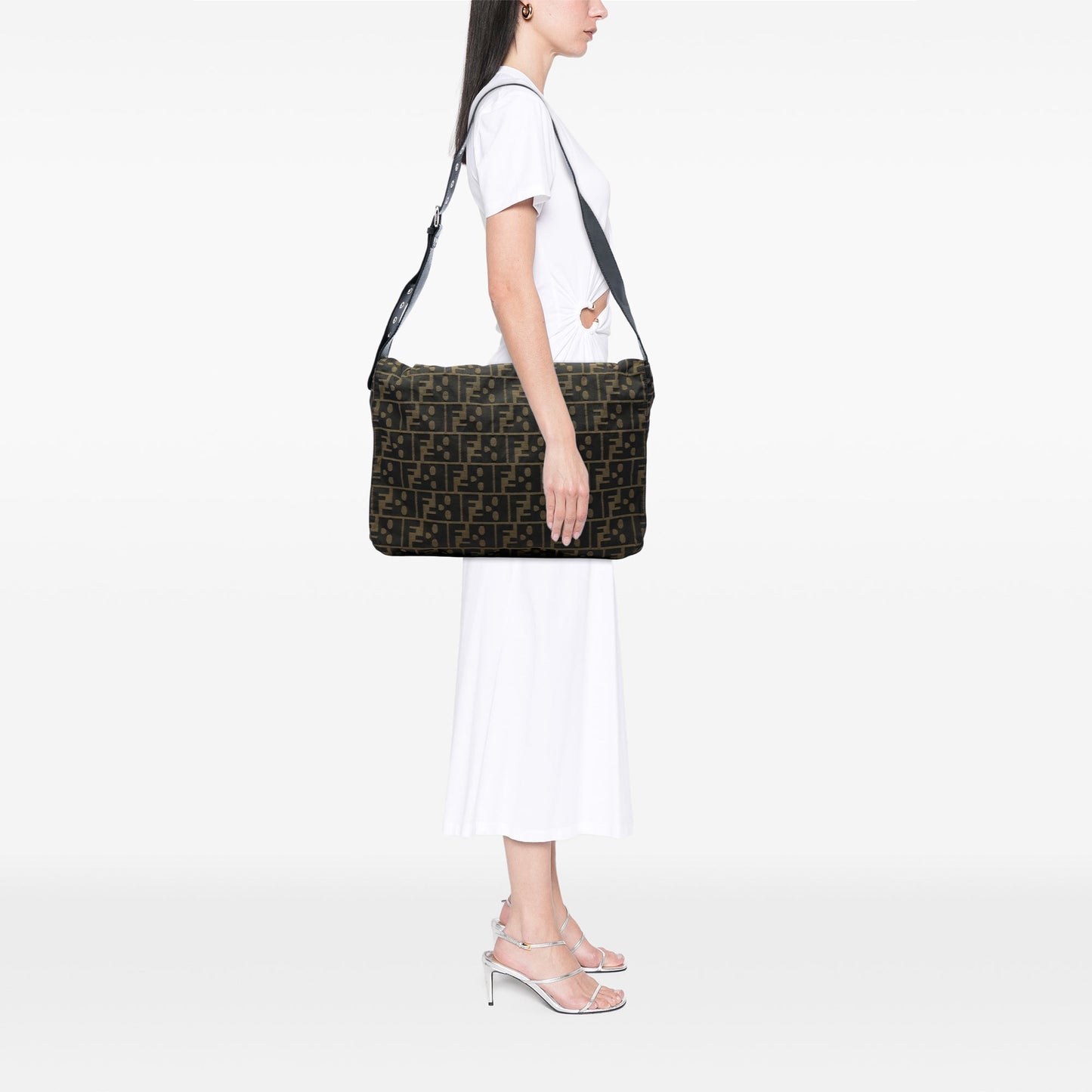 Fendi Zucca Canvas Skull Messenger Bag