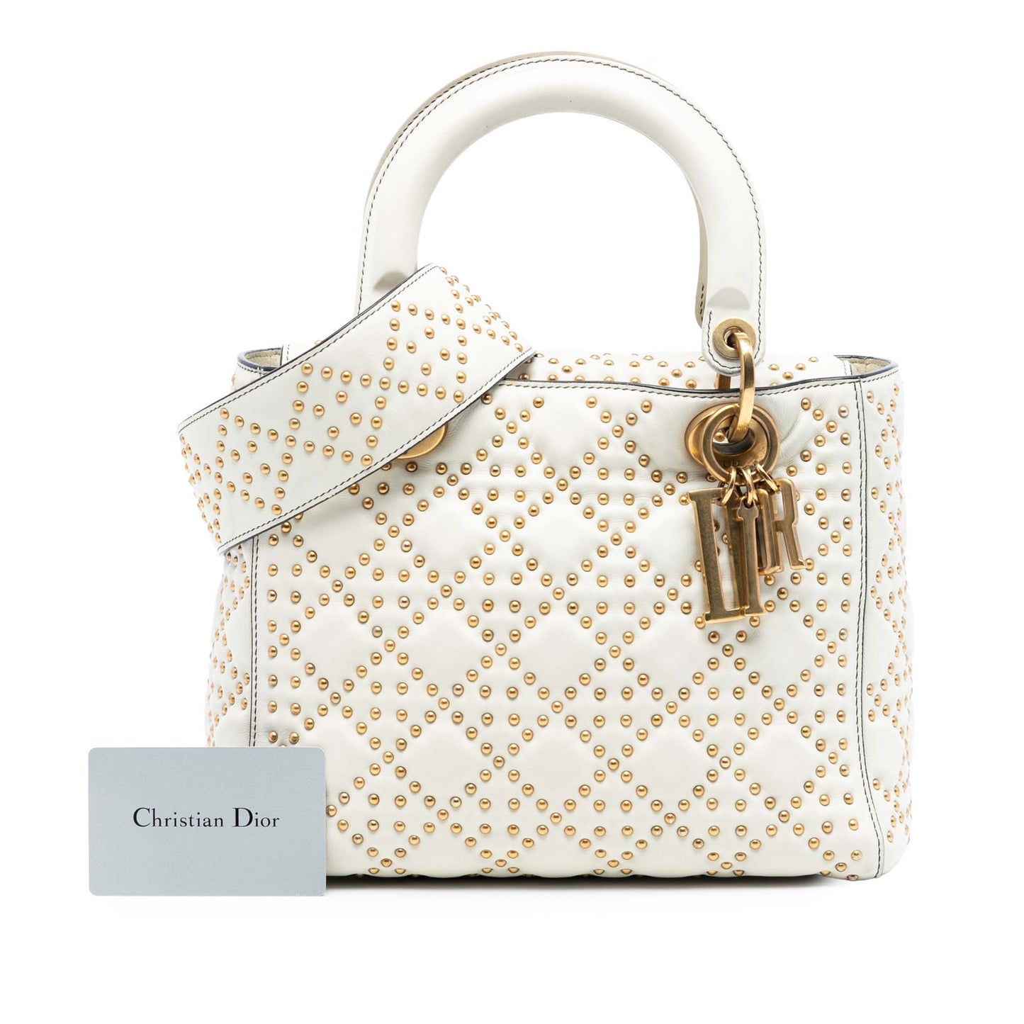 Dior Medium Lambskin Cannage Studded Supple Lady Dior