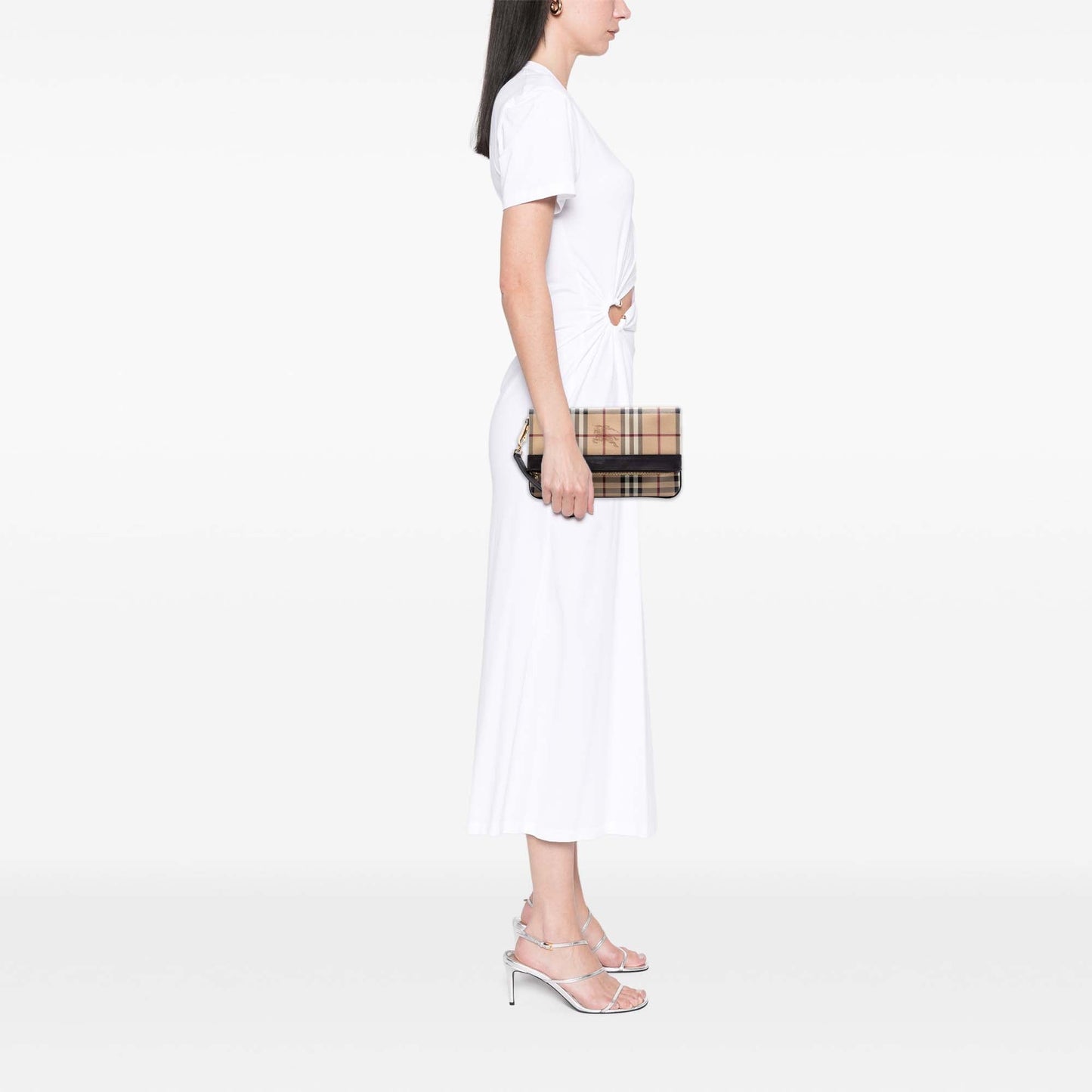 Burberry Haymarket Check Coated Canvas Adeline Fold over Clutch