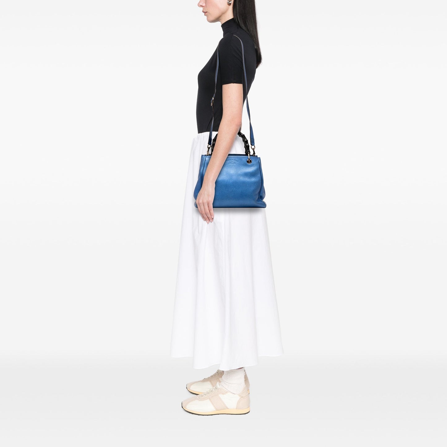 Gucci Small Metallic Calfskin Bamboo Shopper Satchel