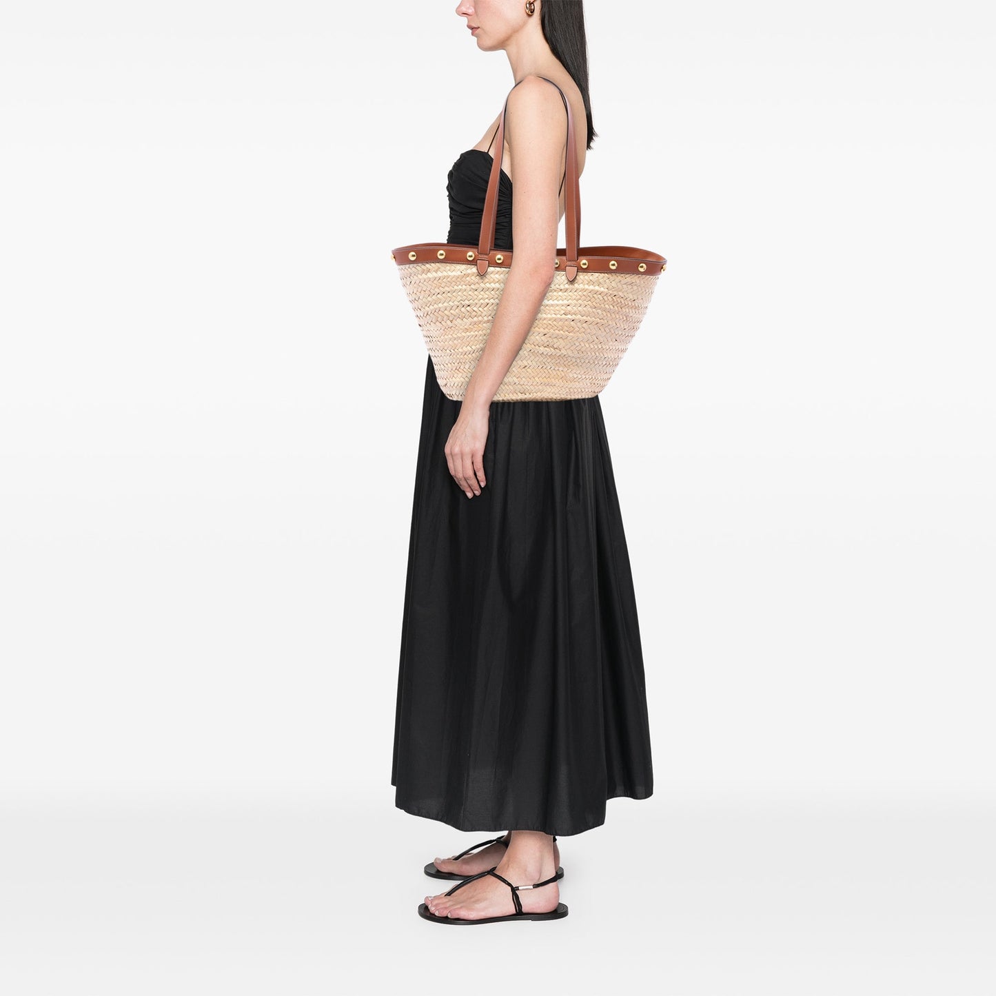 Celine Large Raffia Classic Studded Panier Tote