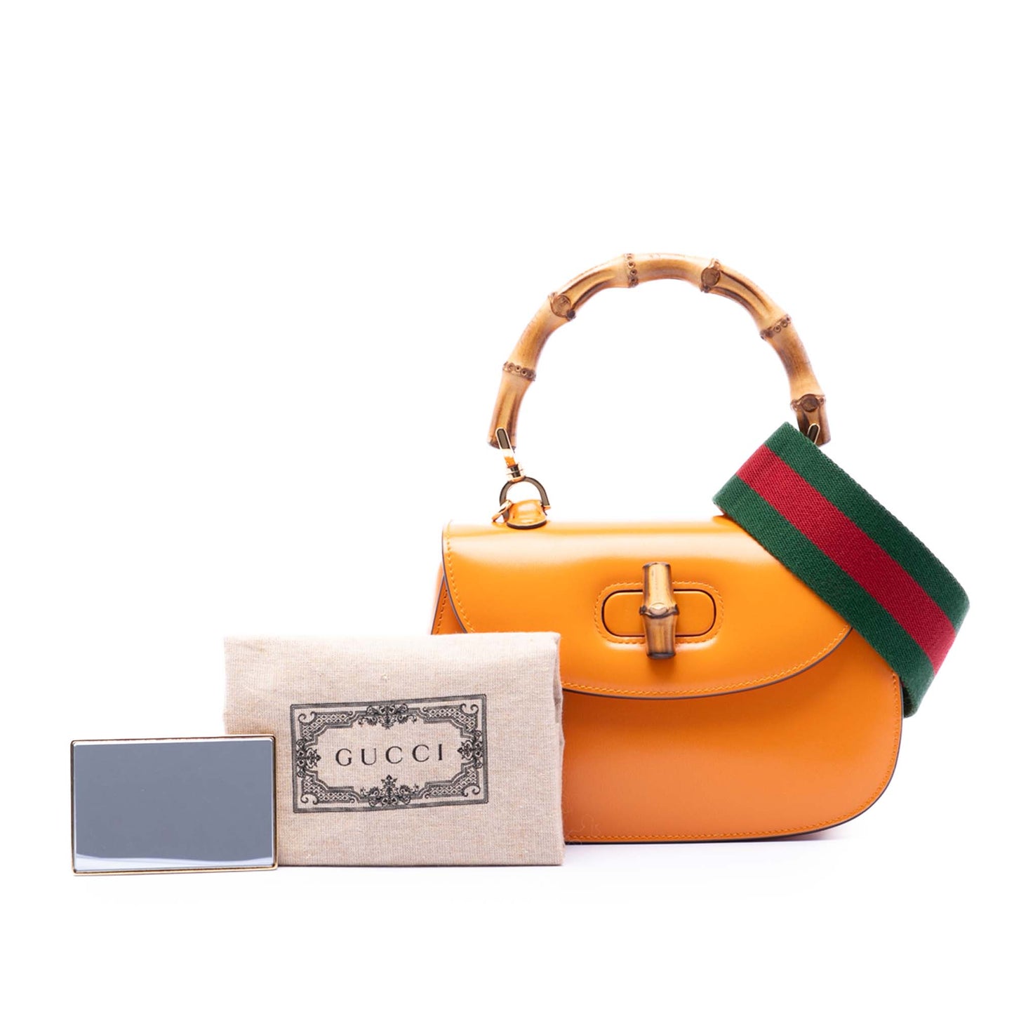 Gucci Small Calfskin Web Bamboo 1947 Top Handle Bag