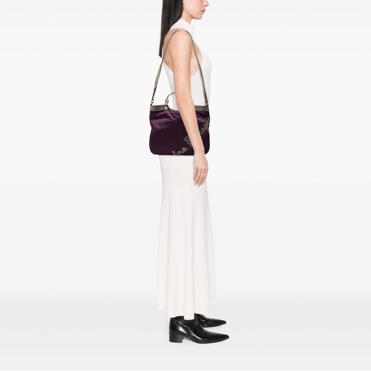 Ferragamo Nylon Crystal Embellished Satchel