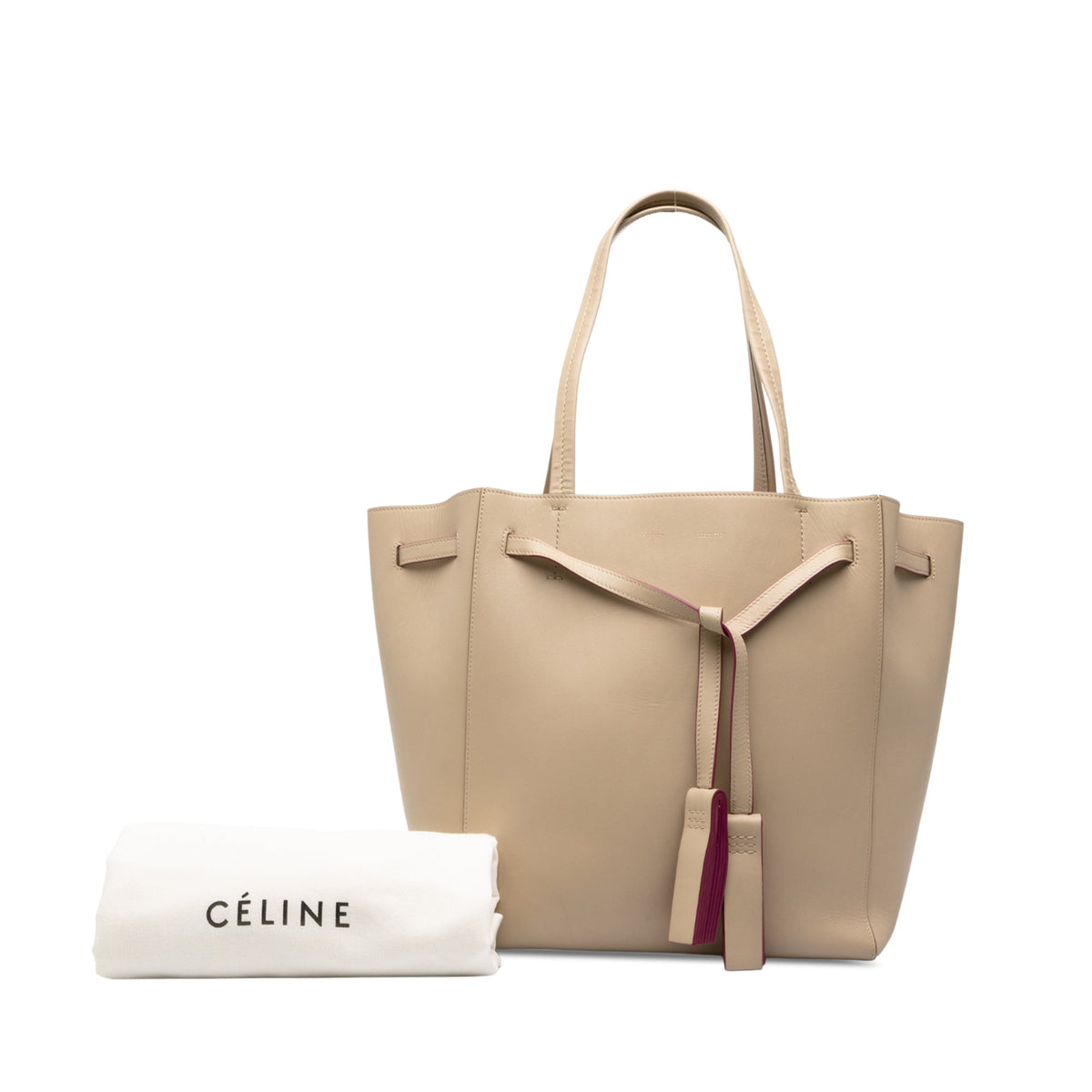 Celine Small Leather Phantom Cabas Tote — Beige