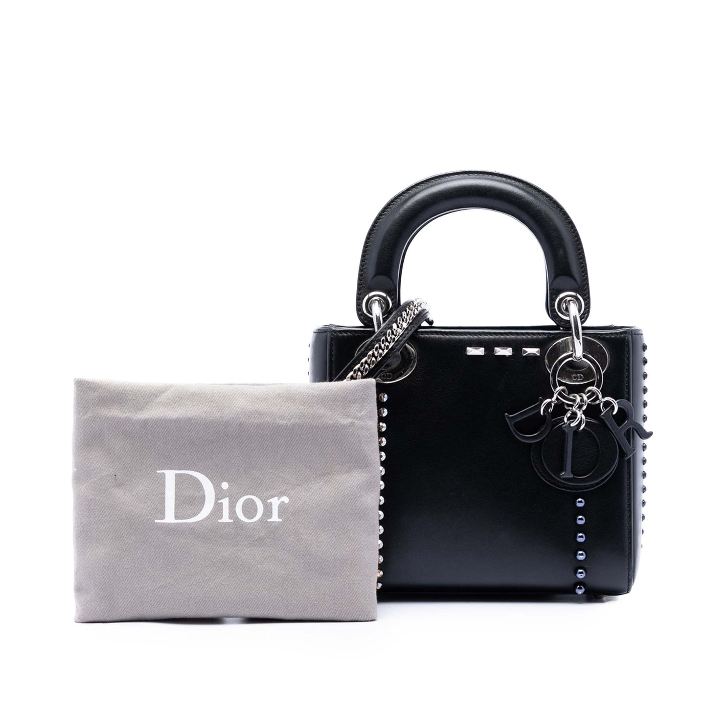 Dior Mini Lambskin Studded Crystal Pearl Lady Dior