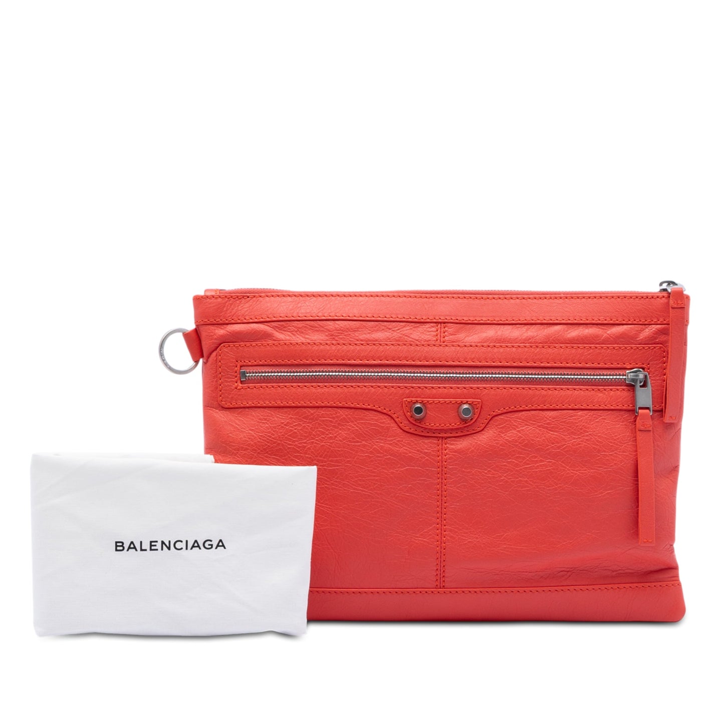 Balenciaga Lambskin Motocross Classic Clip M Clutch