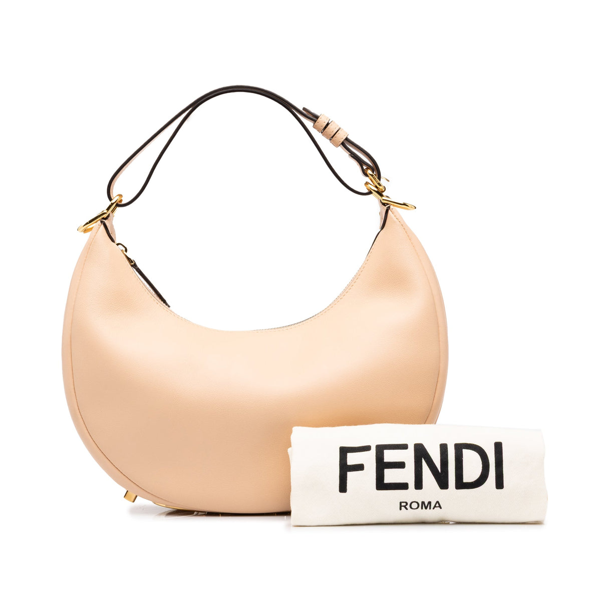 Fendi Small Leather Fendigraphy Hobo — Pink