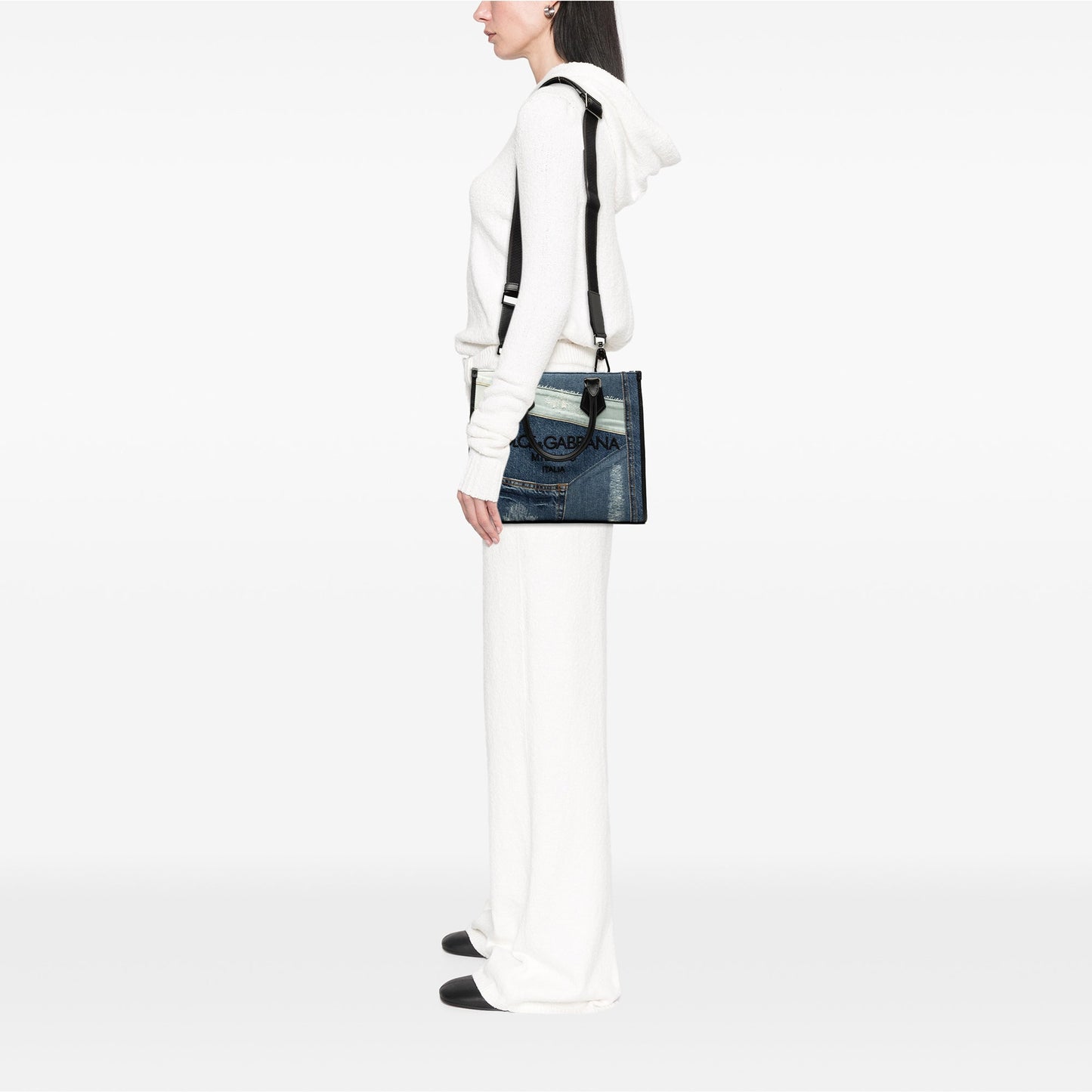 Dolce & Gabbana Denim Patchwork Logo Shopper Tote