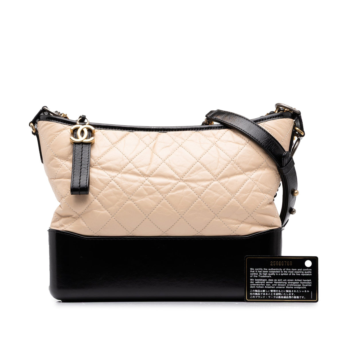 Chanel Medium Bicolor Lambskin Gabrielle Crossbody — Beige