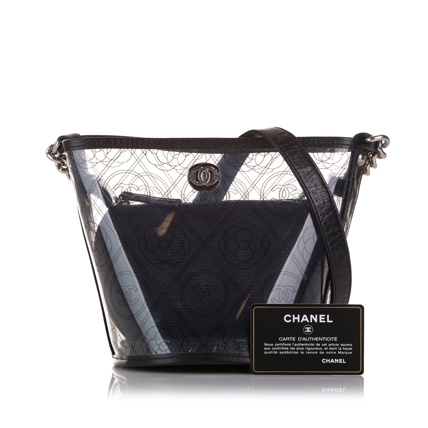 Chanel Crumpled Calfskin PVC Camellia Bucket