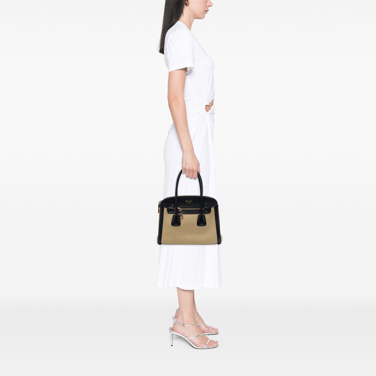 Prada Saffiano Trimmed Nappa Convertible Tote