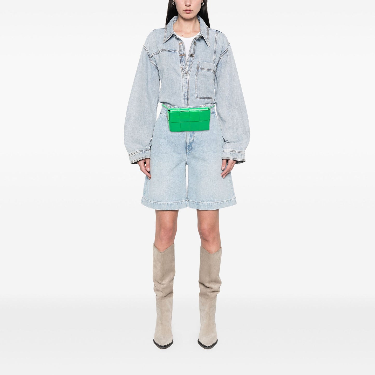 Bottega Veneta Mini Paper Calfskin Intrecciato Cassette Belt Bag