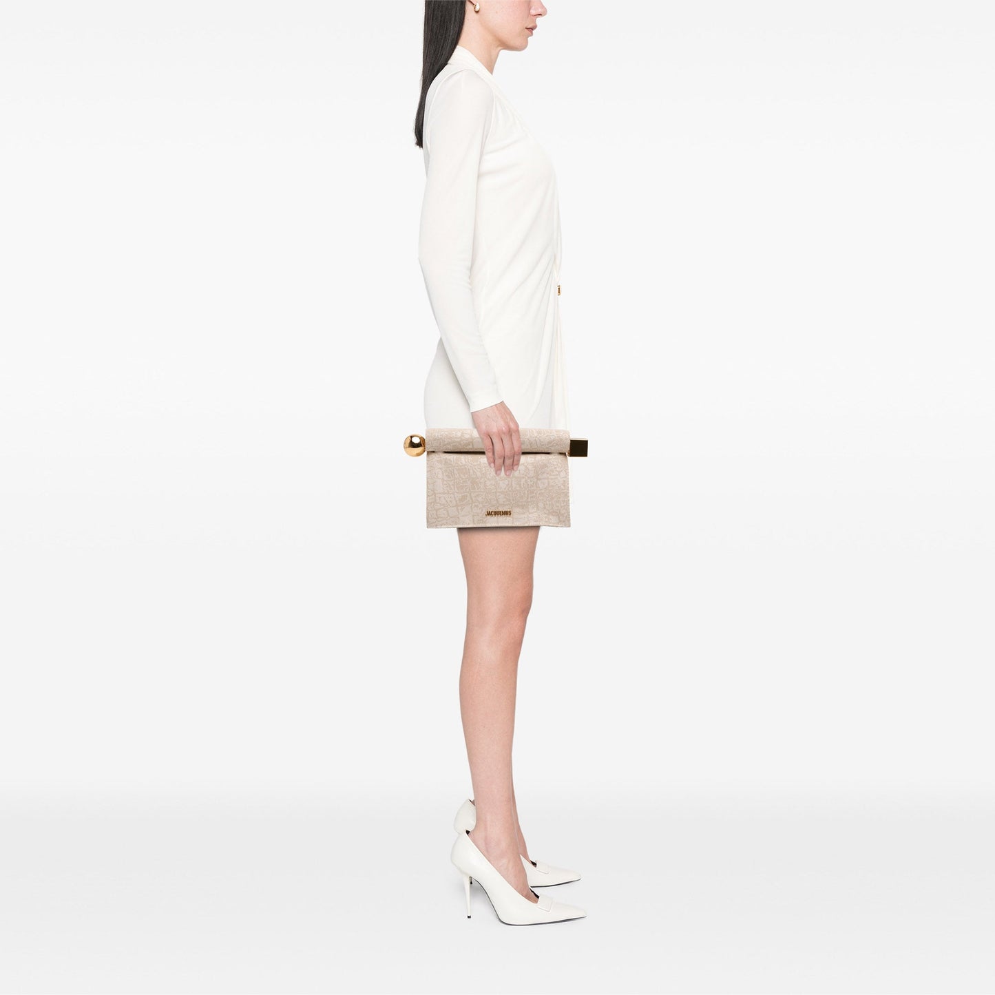 Croc Printed Denim La Pochette Rond Carre Clutch