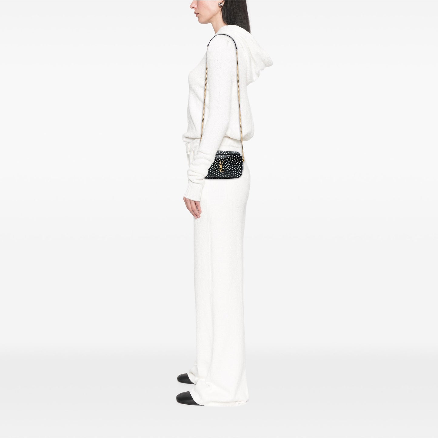 Saint Laurent Mini Calfskin Monogram Polka Dot Lou Camera Bag