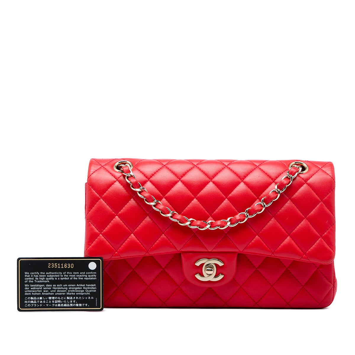 Chanel Medium Classic Lambskin Double Flap — Red