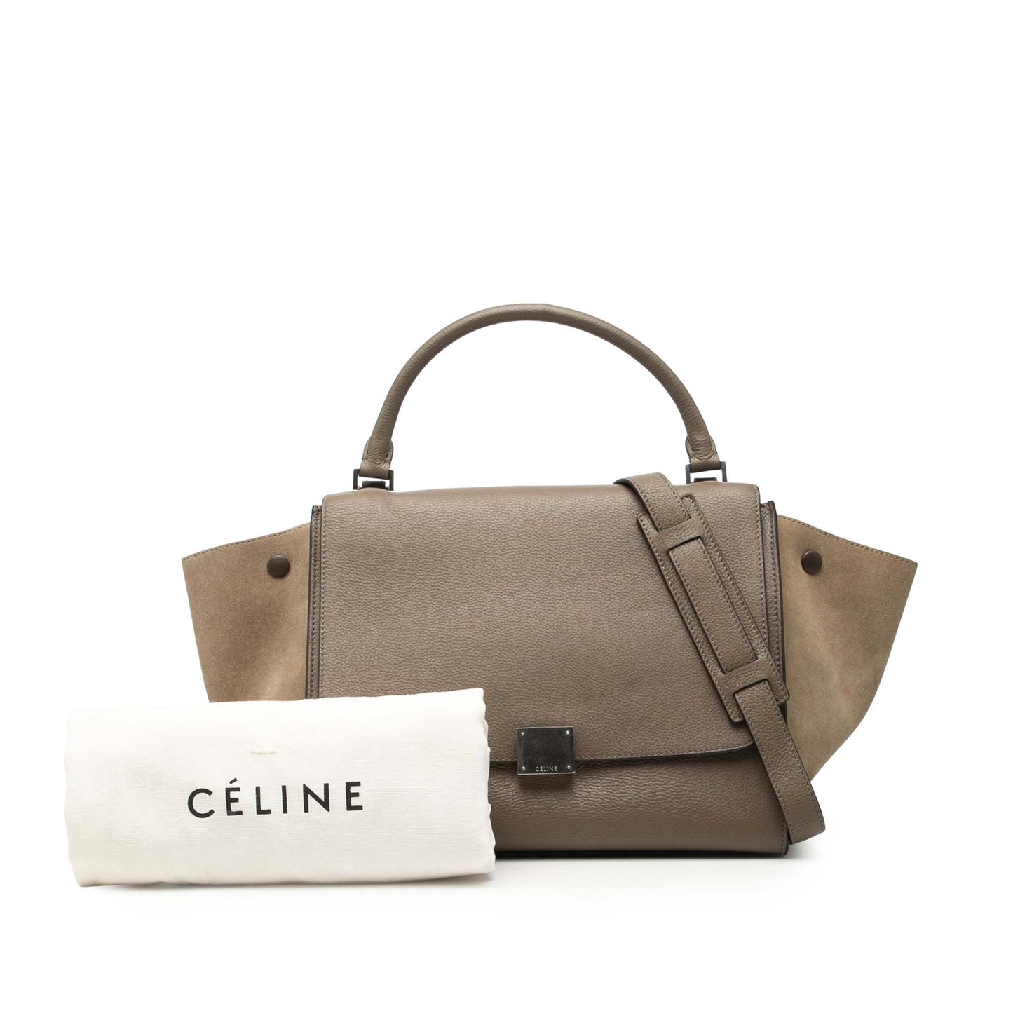 Celine Medium Bicolor Calfskin and Suede Trapeze Satchel