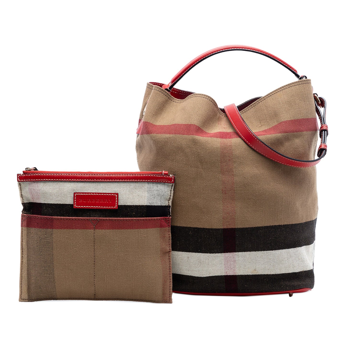 Burberry Medium Mega Check Canvas Ashby Bucket Bag