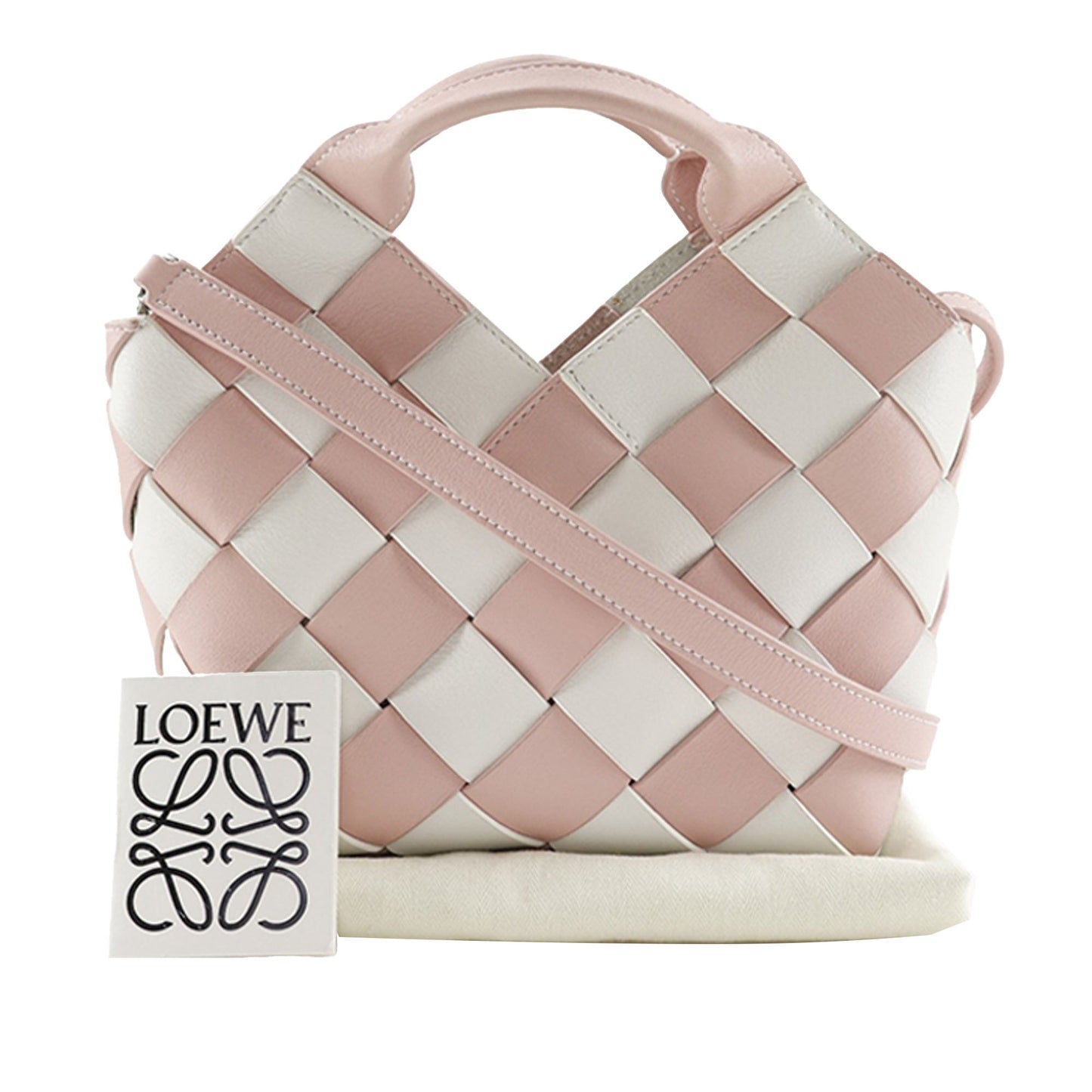 Mini Woven Calfskin Gingham Surplus Basket Bag