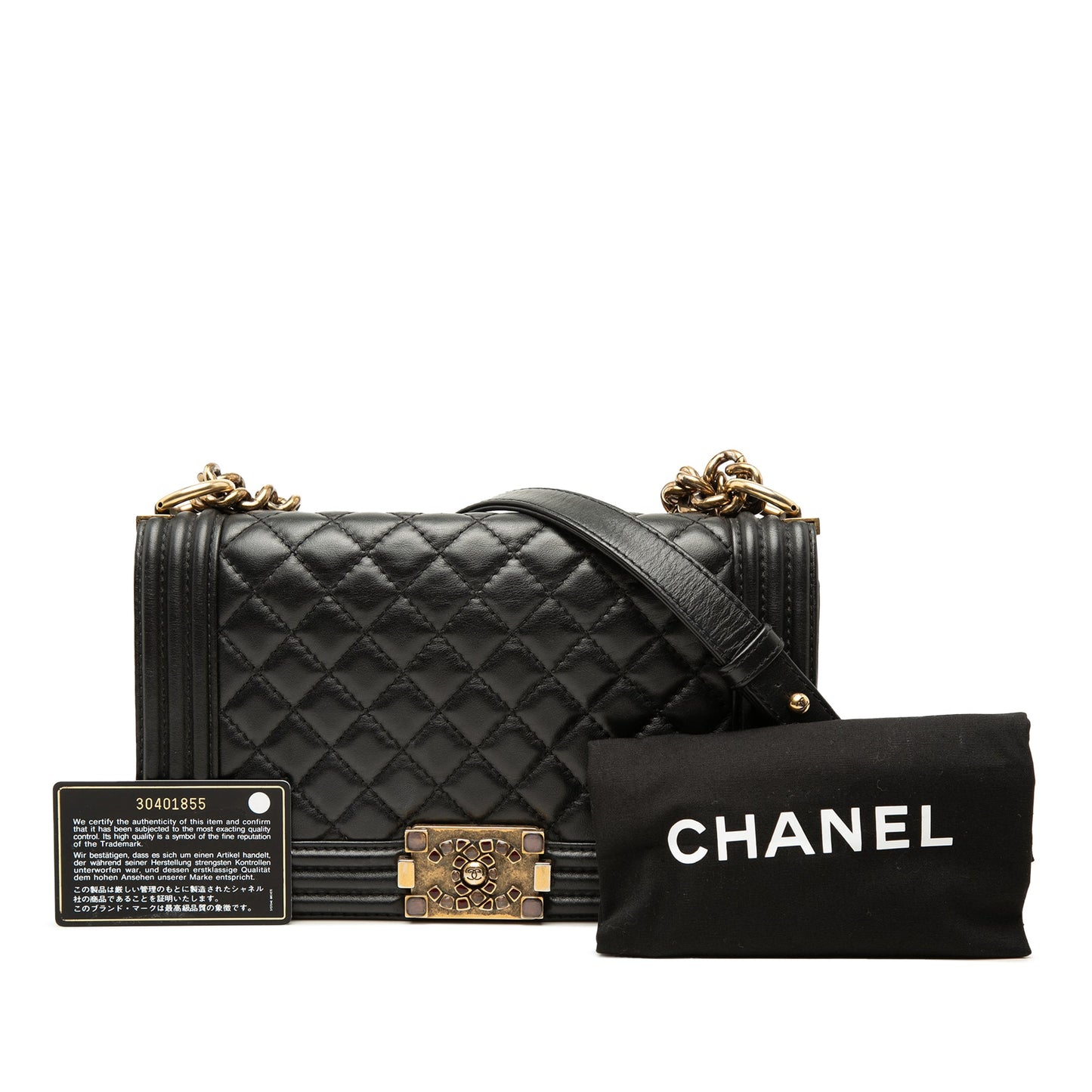 Chanel Old Medium Quilted Lambskin Gripoix Boy Flap