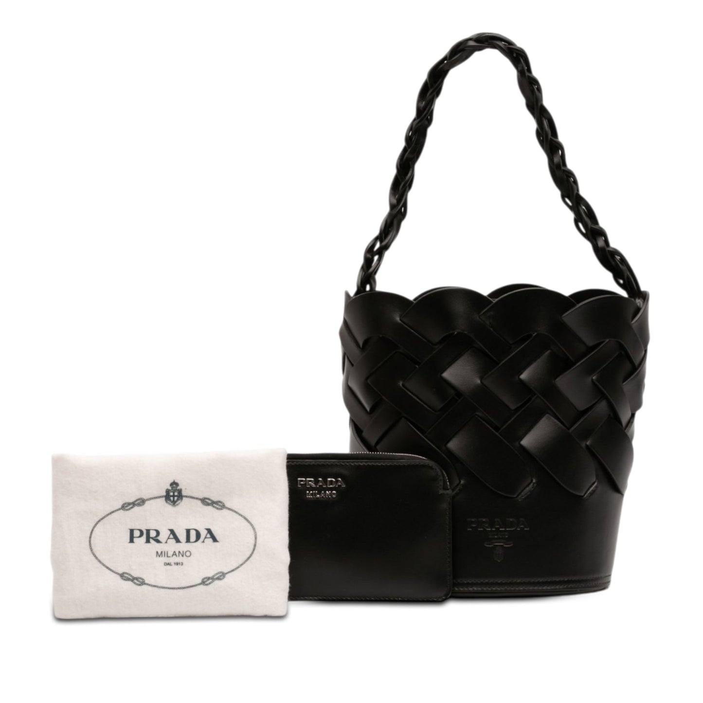 Prada Vitello Intreccio Tress Bucket Bag