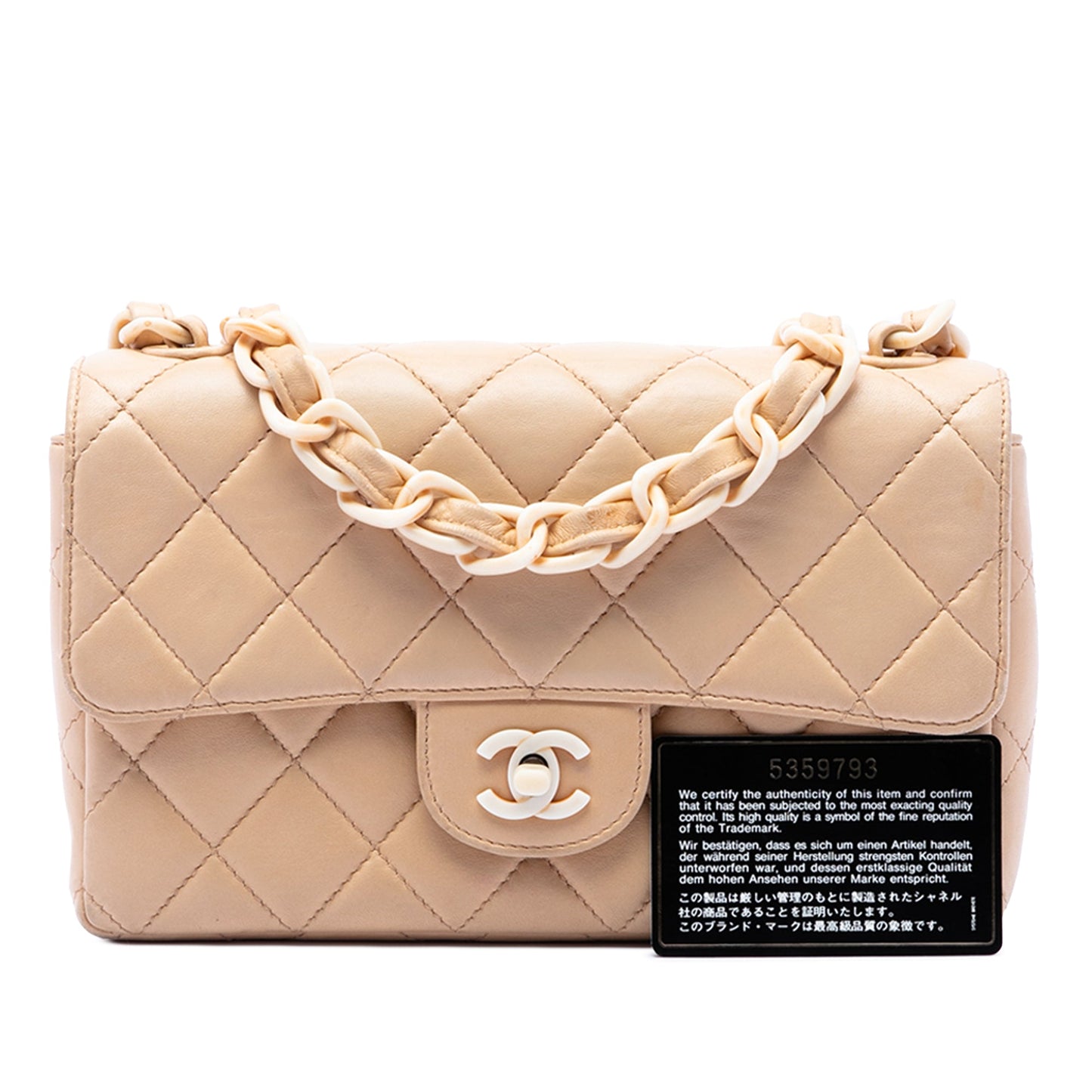 Chanel CC Quilted Lambskin Resin Chain Single Flap