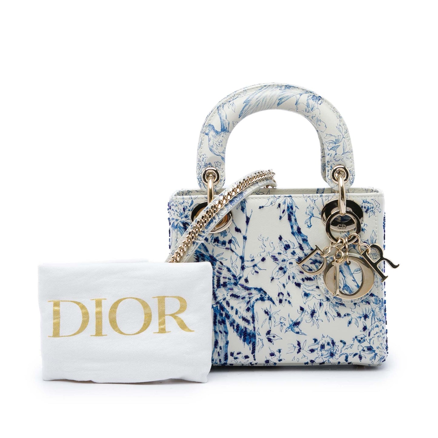 Dior Mini Calfskin Beaded Jardin D Hiver Lady Dior
