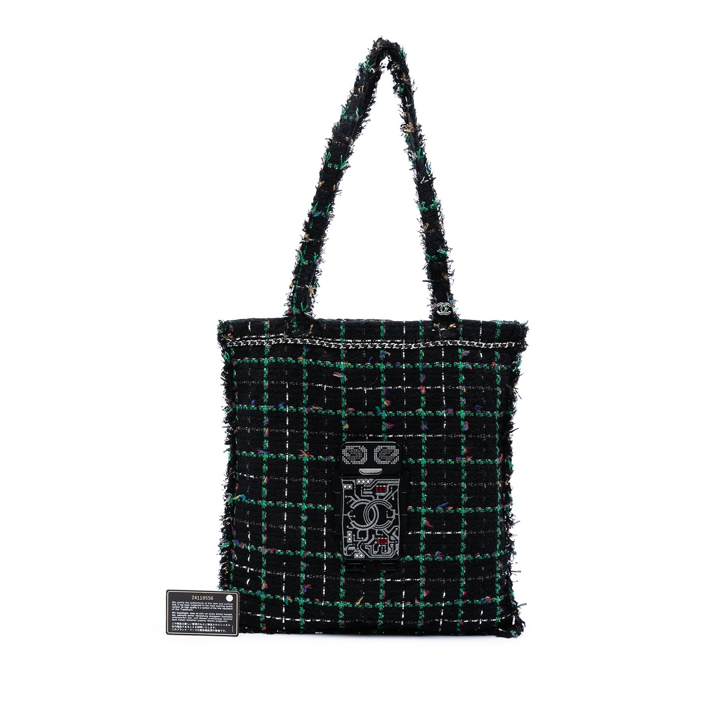 Chanel Large Tweed Resin Embellished Robot Shopping Tote